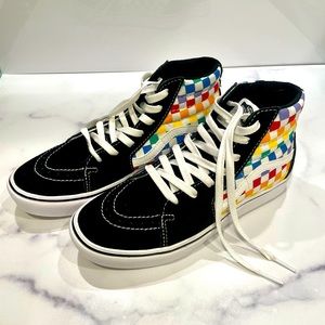 Vans Rainbow Checkerboard High Top Shoes
